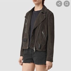 All Saints Richardson Biker Jacket Brown 100% Lamb Leather Moto